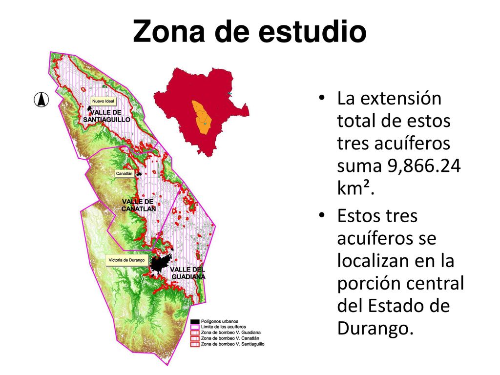 Zona de estudio La extensión total de estos tres acuíferos suma 9, km².
