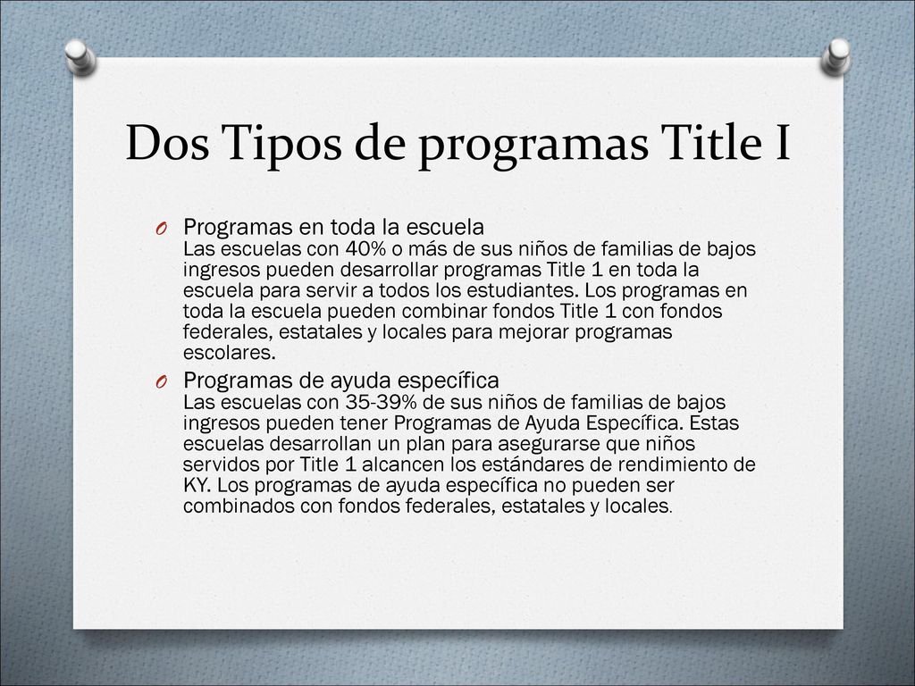 Dos Tipos de programas Title I