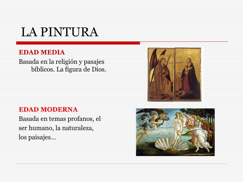 LA PINTURA EDAD MEDIA Basada en la religión y pasajes bíblicos. La figura de Dios.