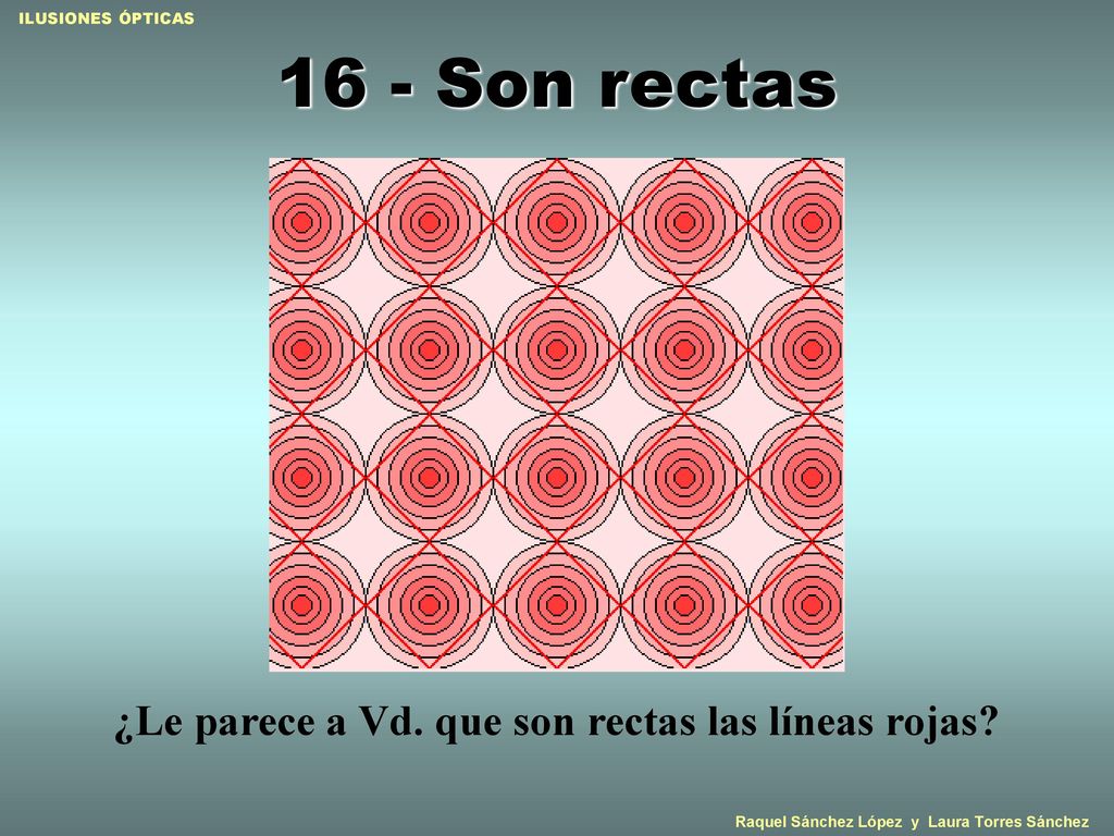 16 - Son rectas ¿Le parece a Vd. que son rectas las líneas rojas