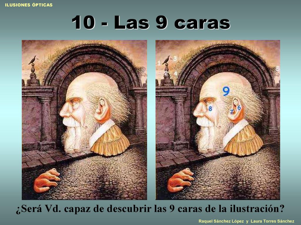 10 - Las 9 caras ¿Será Vd. capaz de descubrir las 9 caras de la ilustración