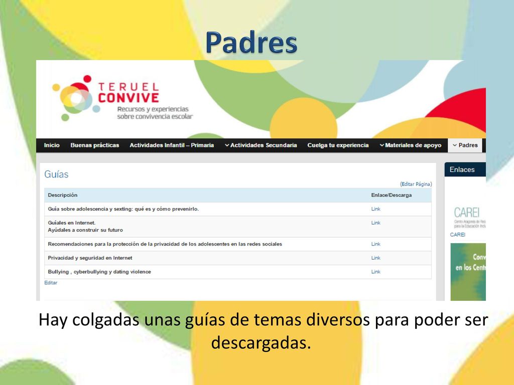 Hay colgadas unas guías de temas diversos para poder ser descargadas.