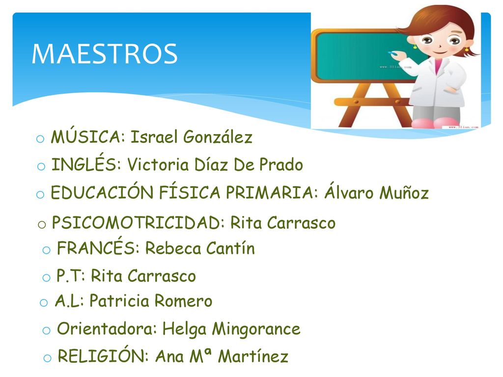 MAESTROS MÚSICA: Israel González INGLÉS: Victoria Díaz De Prado