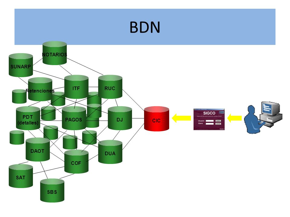 BDN Retenciones PDT (detalles) DAOT PAGOS ITF COF DUA DJ RUC CIC