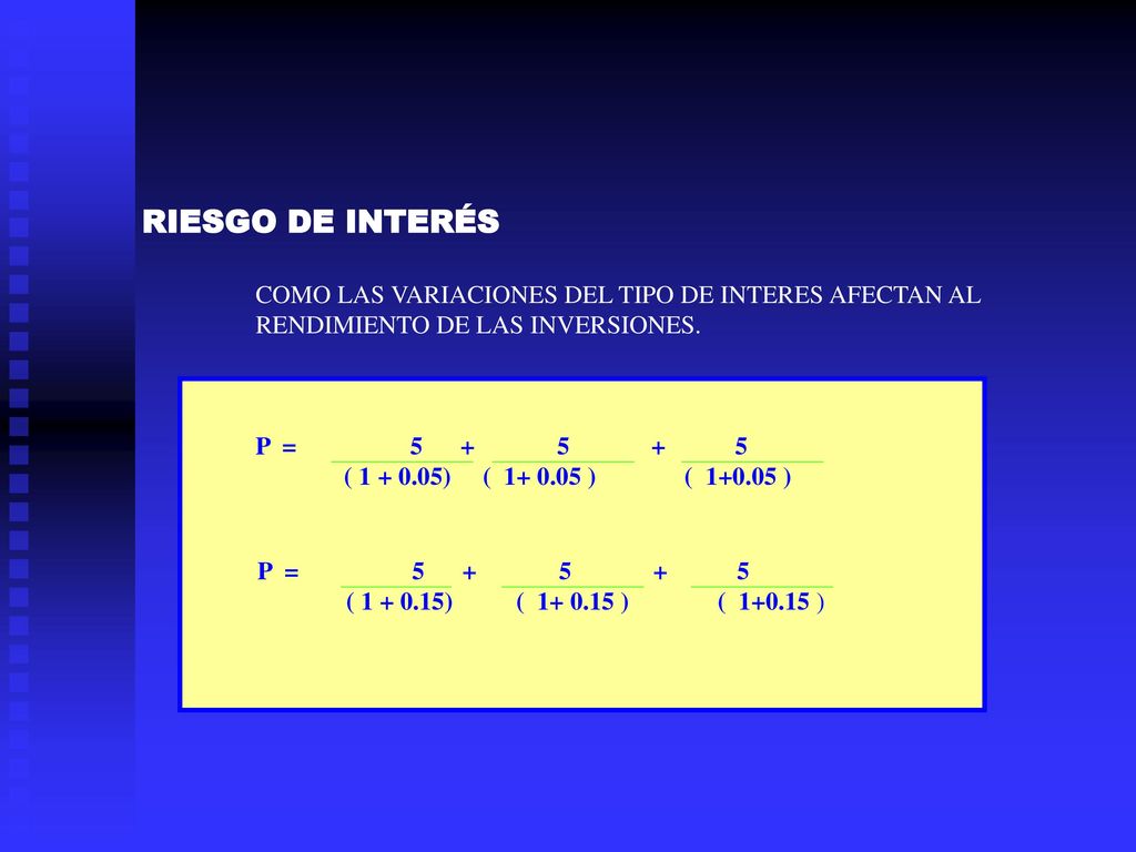 RIESGO DE INTERÉS COMO LAS VARIACIONES DEL TIPO DE INTERES AFECTAN AL RENDIMIENTO DE LAS INVERSIONES.