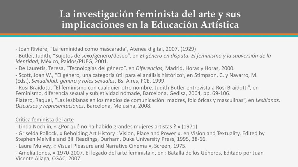 La investigación feminista del arte y sus implicaciones en la Educación Artística