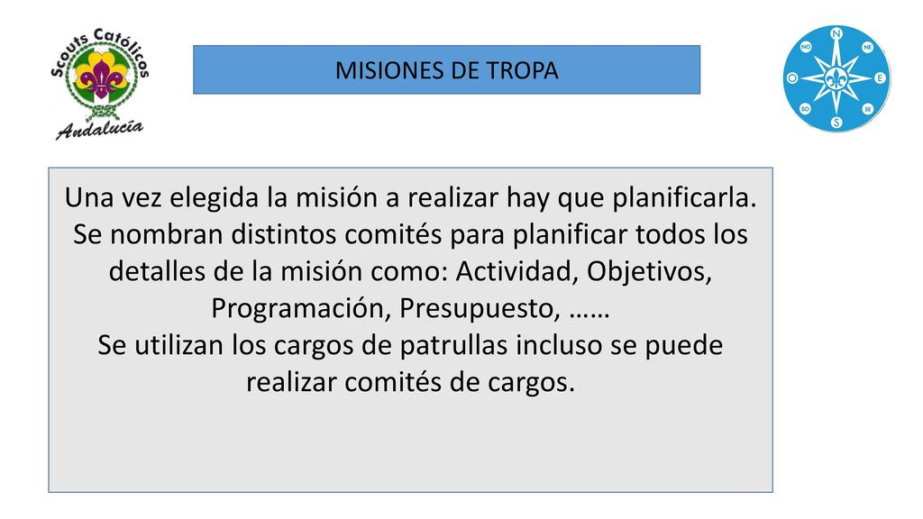Una vez elegida la misión a realizar hay que planificarla.
