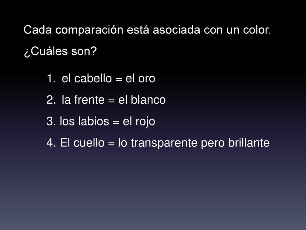 Cada comparación está asociada con un color.