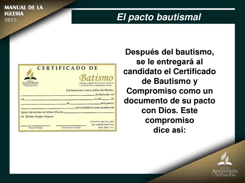 Compromiso como un documento de su pacto con Dios. Este compromiso