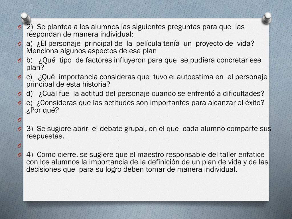 2) Se plantea a los alumnos las siguientes preguntas para que las respondan de manera individual: