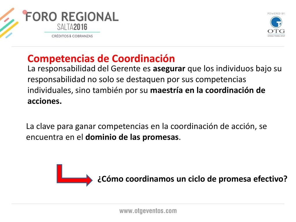 EL CICLO DE LA PROMESA Acciones específicas Acciones de coordinación