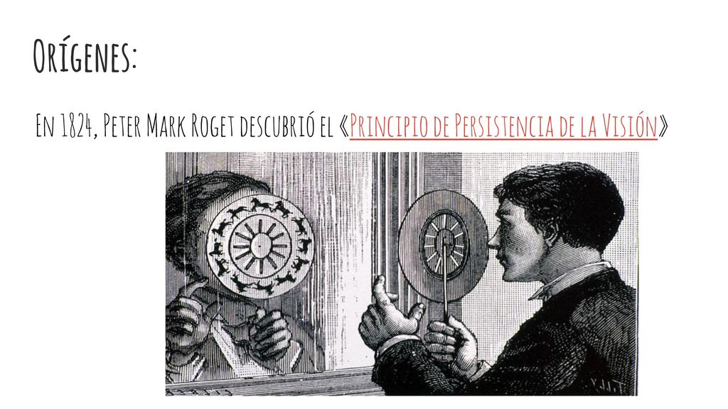 Orígenes: En 1824, Peter Mark Roget descubrió el «Principio de Persistencia de la Visión»