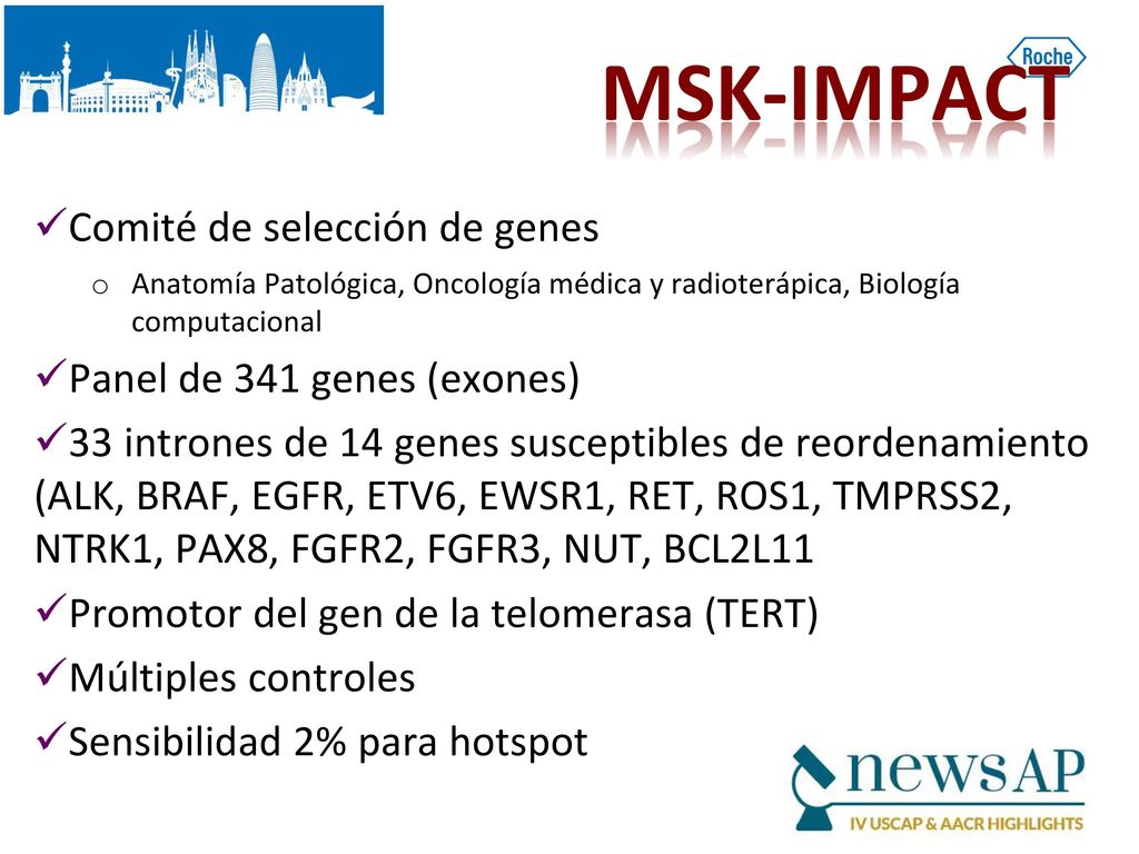 MSK-IMPACT Comité de selección de genes Panel de 341 genes (exones)