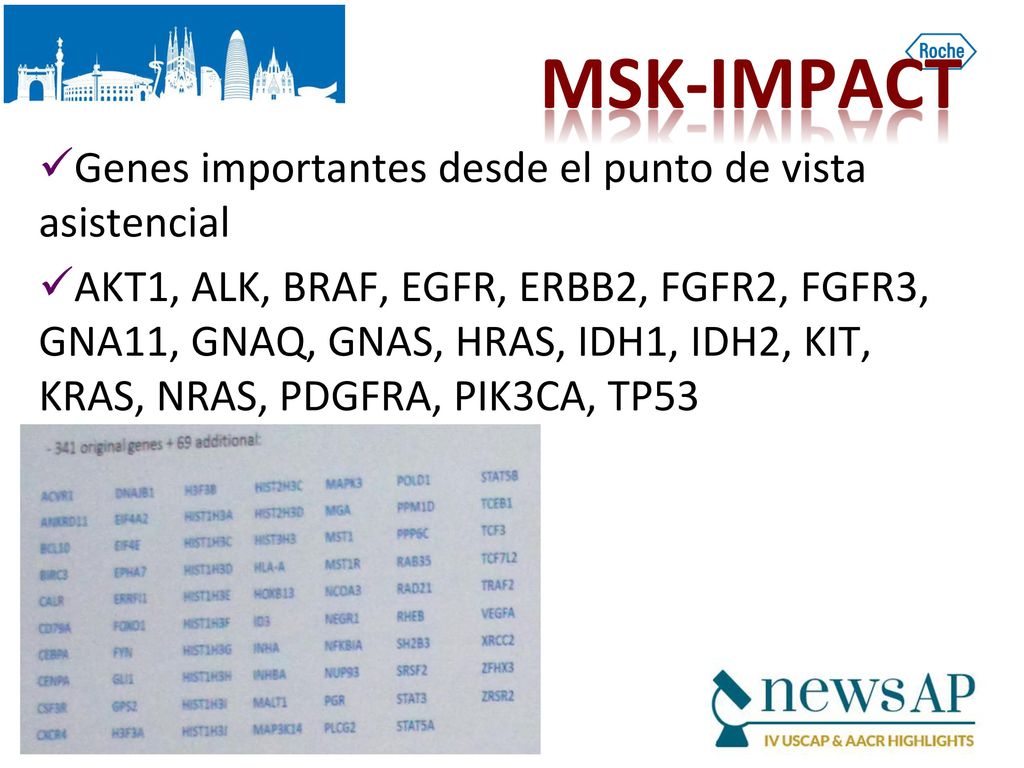 MSK-IMPACT Genes importantes desde el punto de vista asistencial