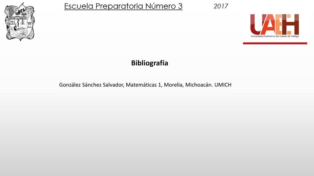 Bibliografía González Sánchez Salvador, Matemáticas 1, Morelia, Michoacán. UMICH