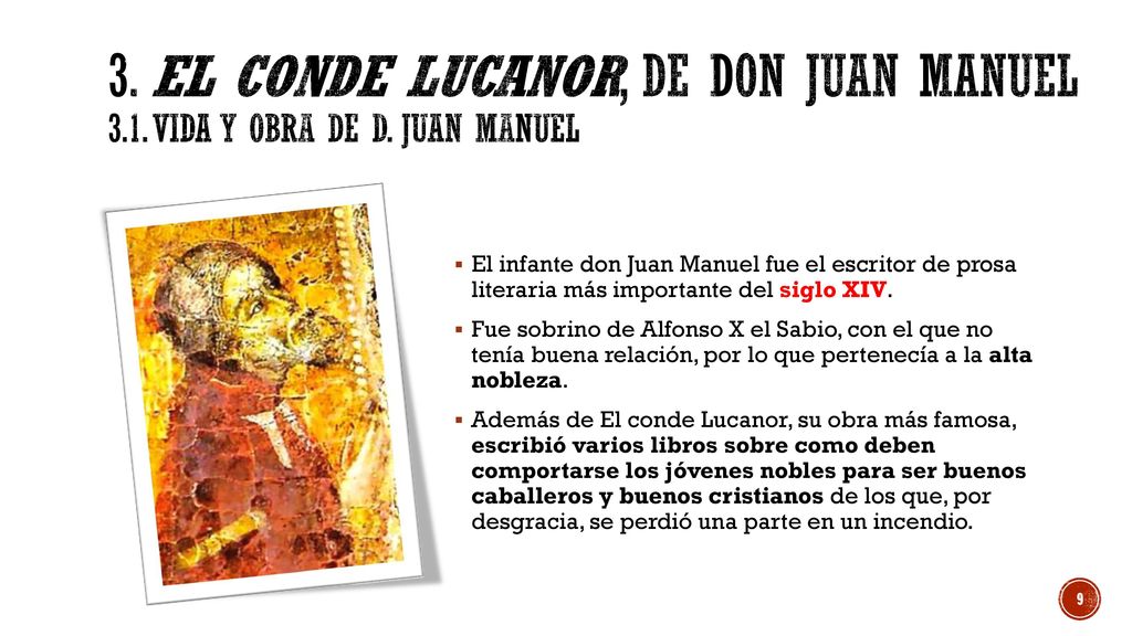 3. El conde Lucanor, de don Juan Manuel Vida y obra de D