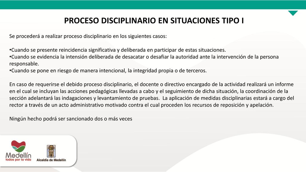 PROCESO DISCIPLINARIO EN SITUACIONES TIPO I