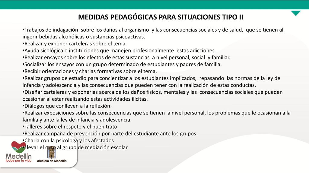 MEDIDAS PEDAGÓGICAS PARA SITUACIONES TIPO II