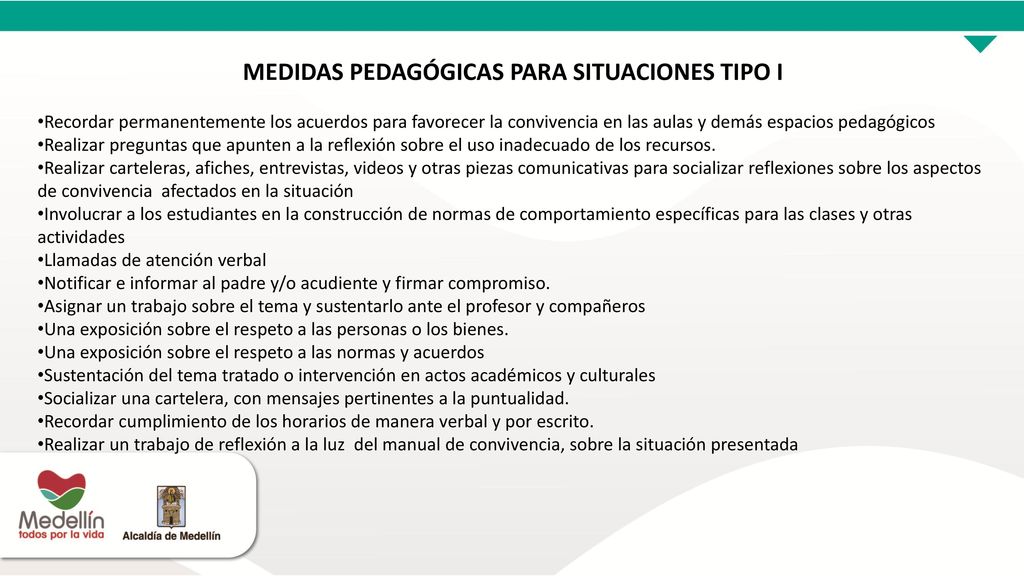 MEDIDAS PEDAGÓGICAS PARA SITUACIONES TIPO I
