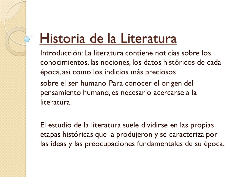 Historia de la Literatura