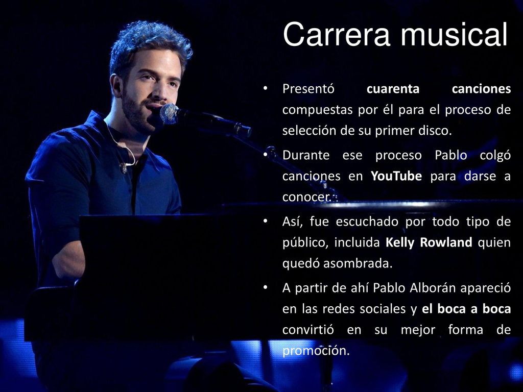 Carrera musical Presentó cuarenta canciones compuestas por él para el proceso de selección de su primer disco.