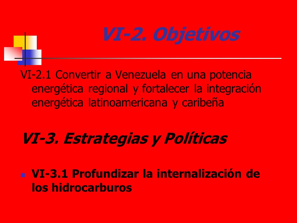 VI-2. Objetivos VI-3. Estrategias y Políticas
