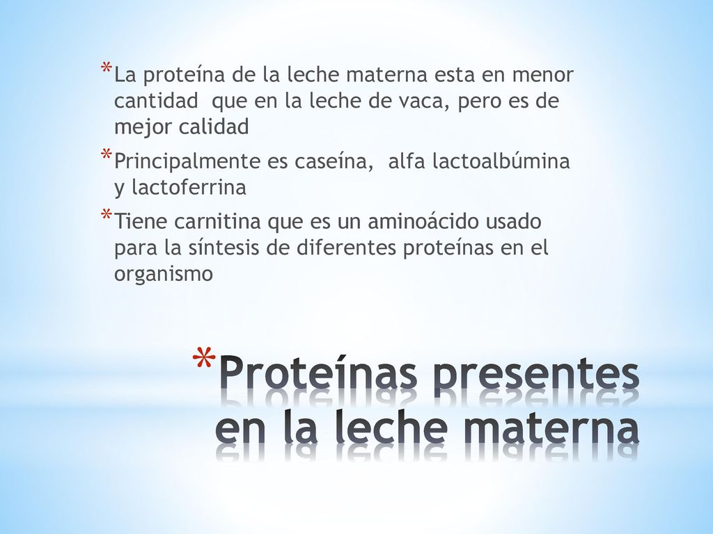 Proteínas presentes en la leche materna