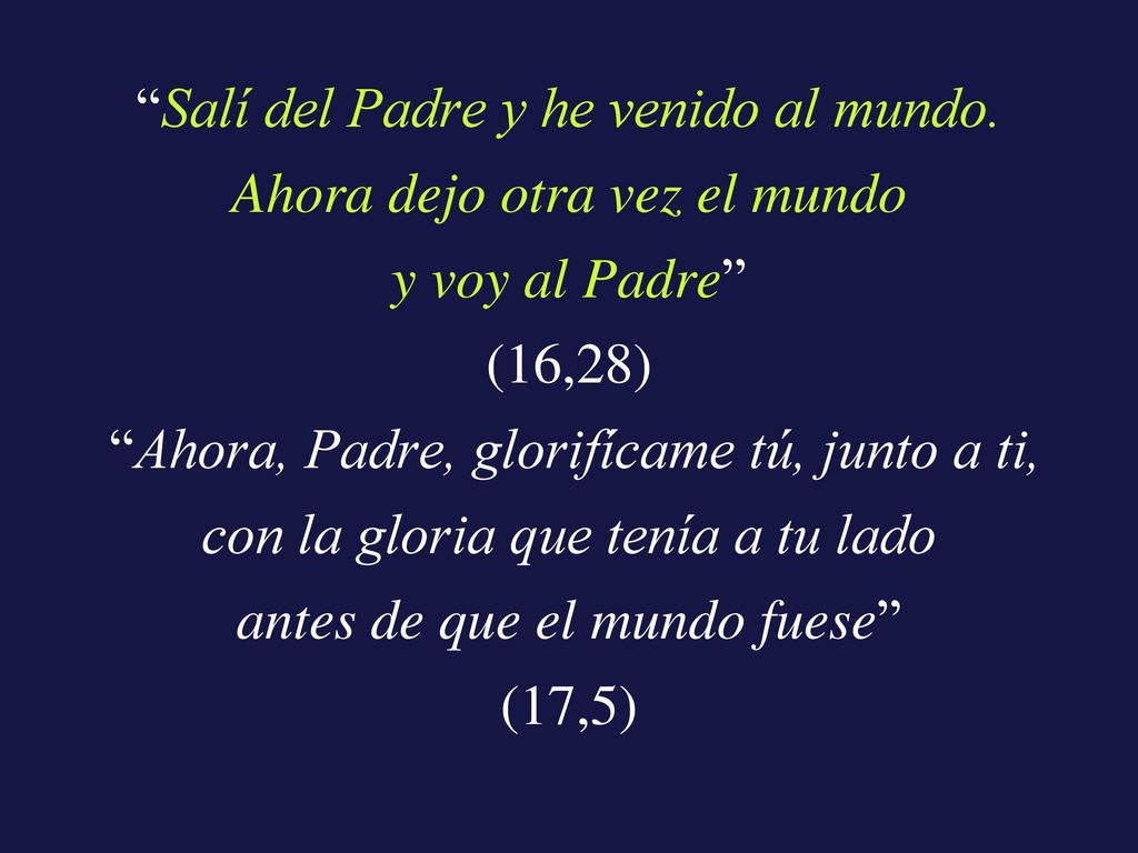 Salí del Padre y he venido al mundo. Ahora dejo otra vez el mundo
