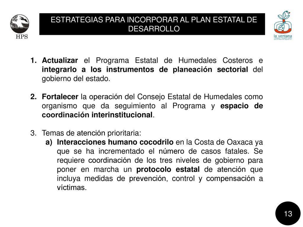 ESTRATEGIAS PARA INCORPORAR AL PLAN ESTATAL DE DESARROLLO