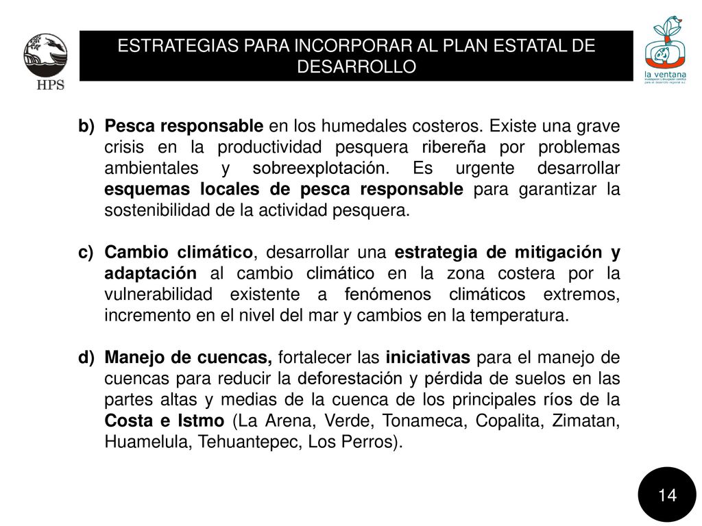 ESTRATEGIAS PARA INCORPORAR AL PLAN ESTATAL DE DESARROLLO