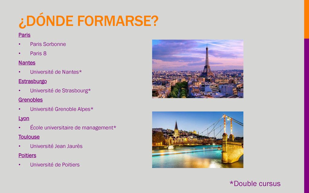¿dónde formarse *Double cursus Paris Paris Sorbonne Paris 8 Nantes