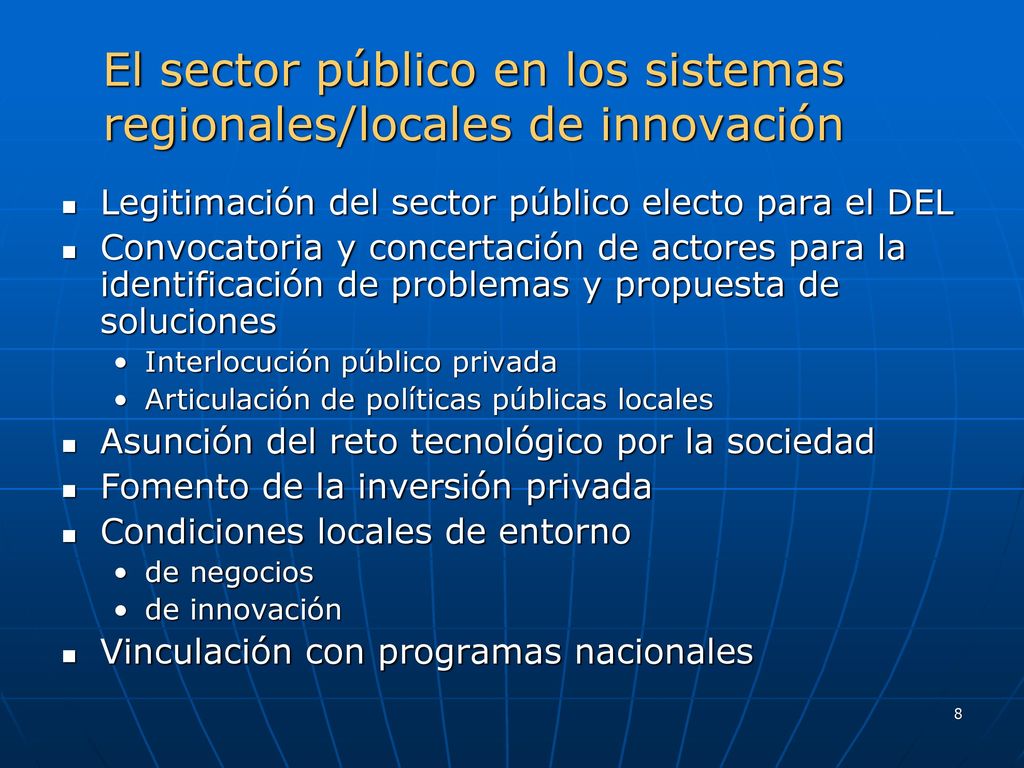 El sector público en los sistemas regionales/locales de innovación