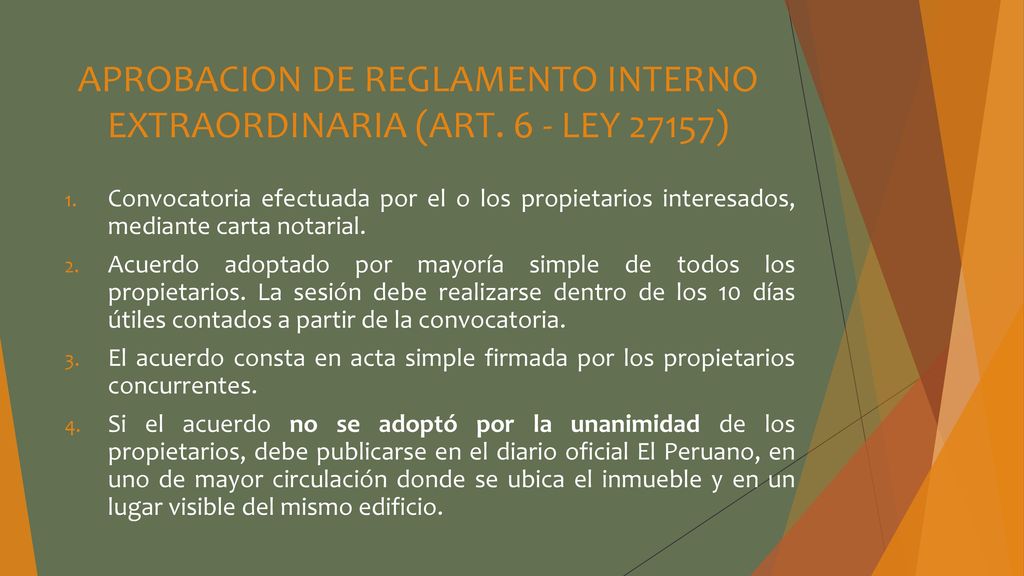 APROBACION DE REGLAMENTO INTERNO EXTRAORDINARIA (ART. 6 - LEY 27157)
