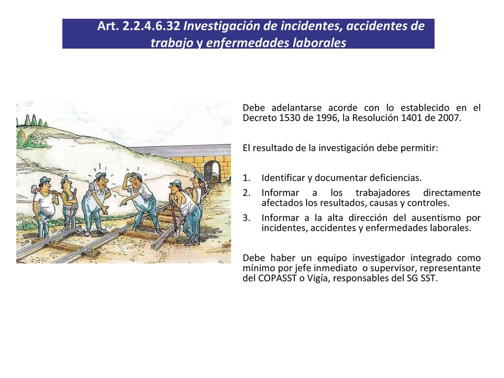 Art Investigación de incidentes, accidentes de trabajo y enfermedades laborales