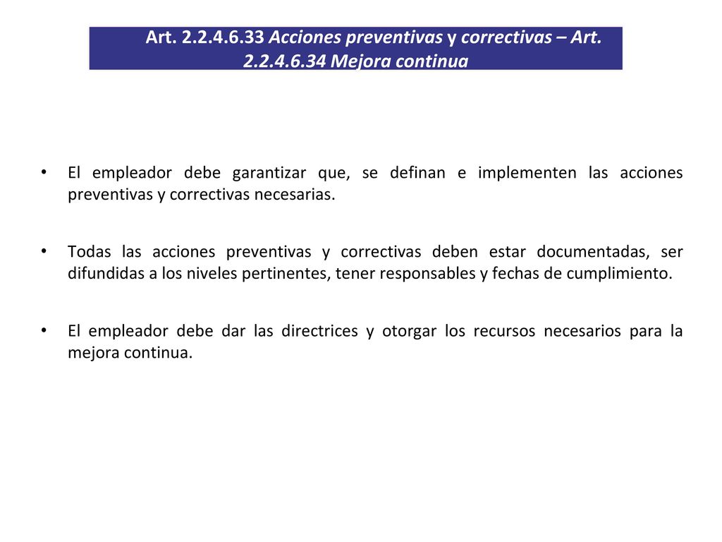 Art Acciones preventivas y correctivas – Art