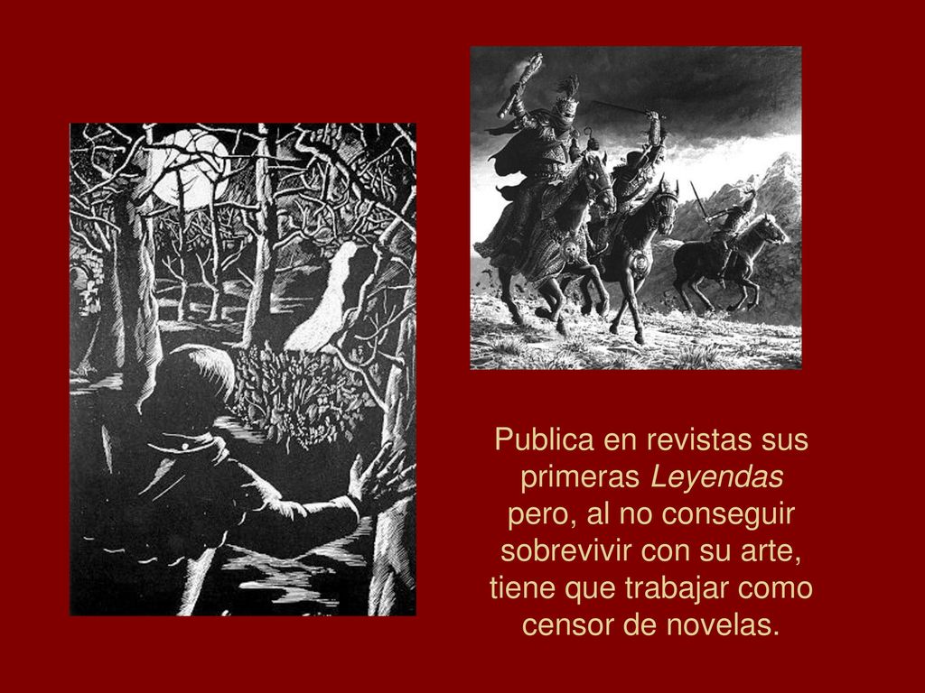 Publica en revistas sus primeras Leyendas pero, al no conseguir sobrevivir con su arte, tiene que trabajar como censor de novelas.