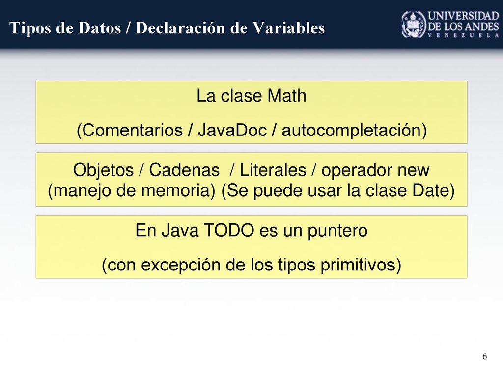 Tipos de Datos / Declaración de Variables
