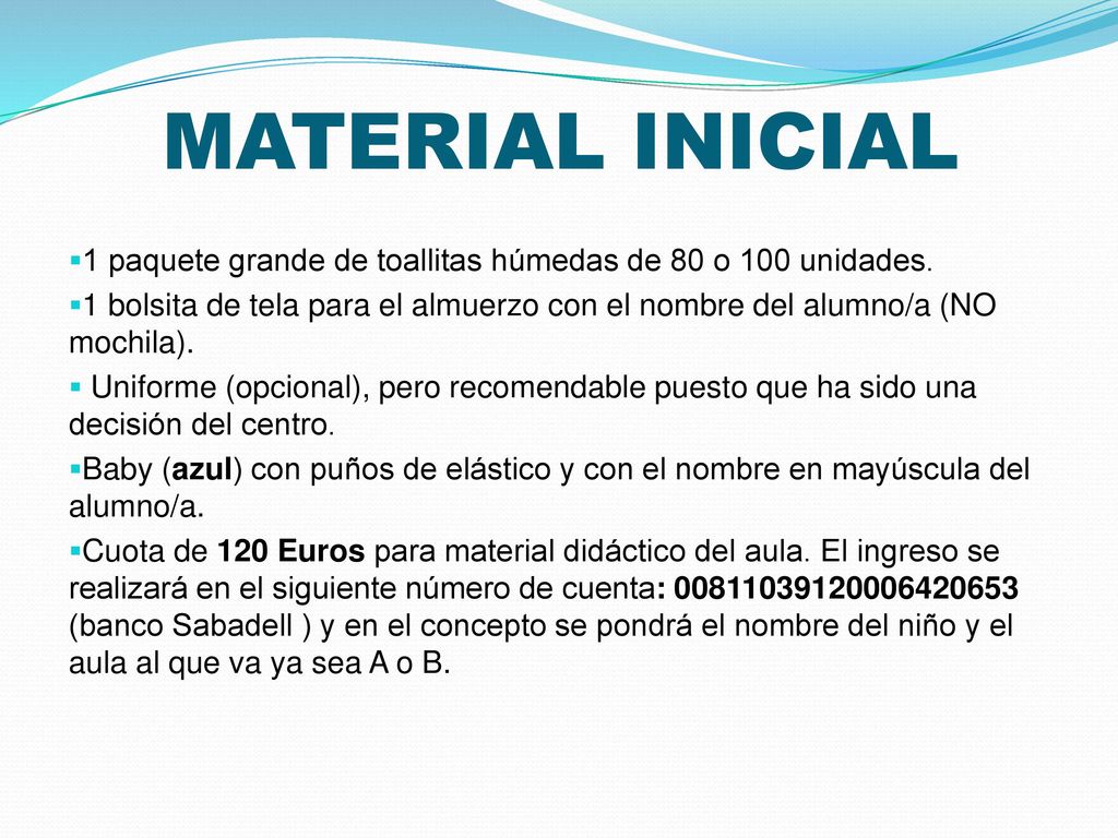 MATERIAL INICIAL 1 paquete grande de toallitas húmedas de 80 o 100 unidades.