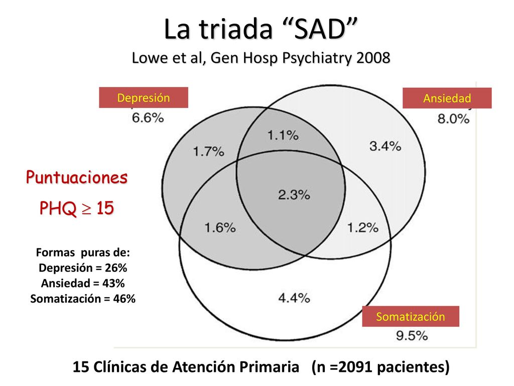 The SAD Triad Lowe et al, Gen Hosp Psychiatry 2008