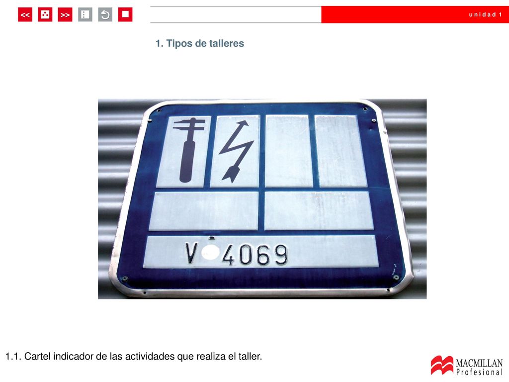 1. Tipos de talleres 1.1. Cartel indicador de las actividades que realiza el taller.