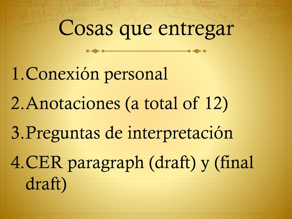 Cosas que entregar Conexión personal Anotaciones (a total of 12)