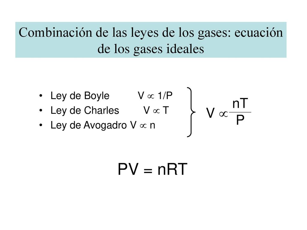 Combinación de las leyes de los gases: ecuación de los gases ideales