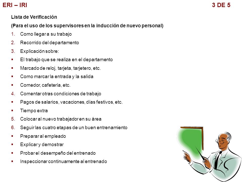 ERI – IRI 3 DE 5 Lista de Verificación