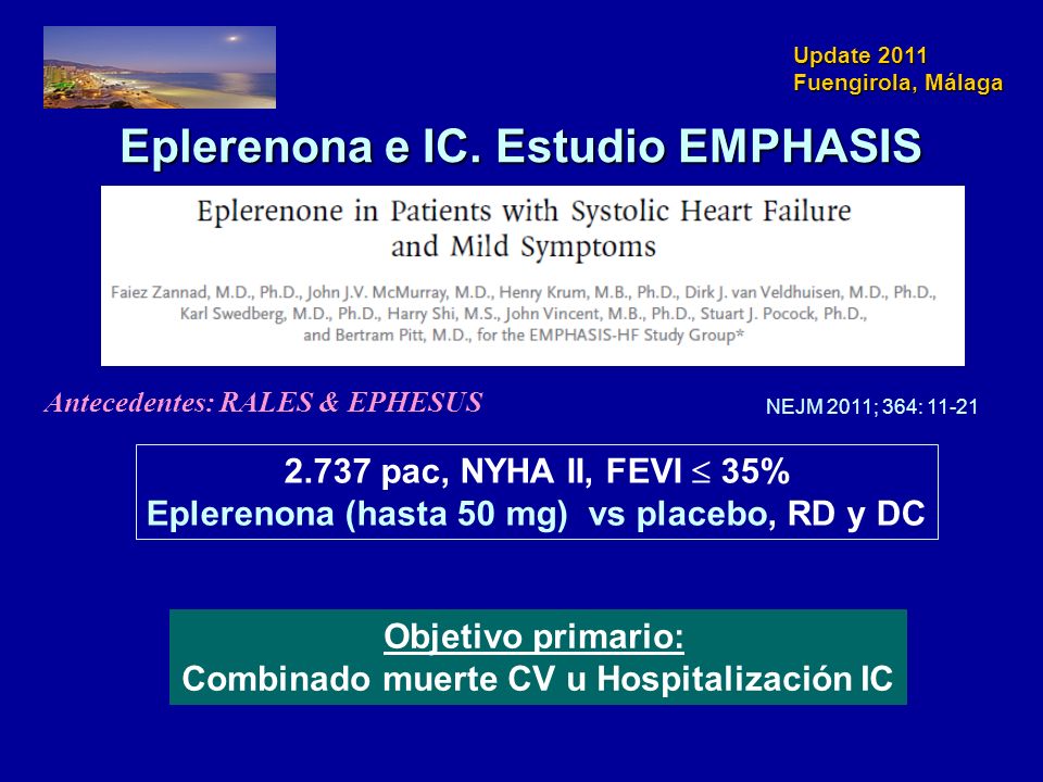 Eplerenona e IC. Estudio EMPHASIS