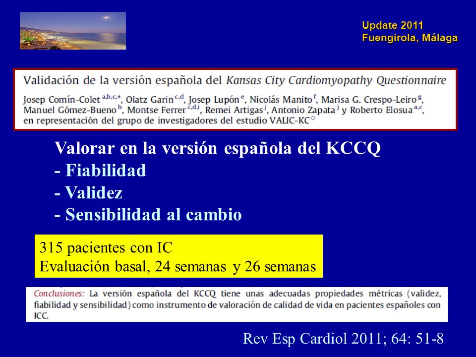 Valorar en la versión española del KCCQ - Fiabilidad - Validez