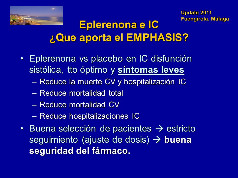 Eplerenona e IC ¿Que aporta el EMPHASIS