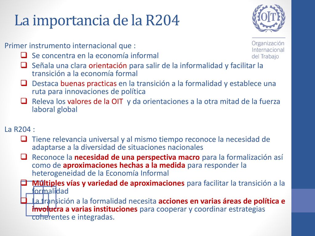 La importancia de la R204 Primer instrumento internacional que :