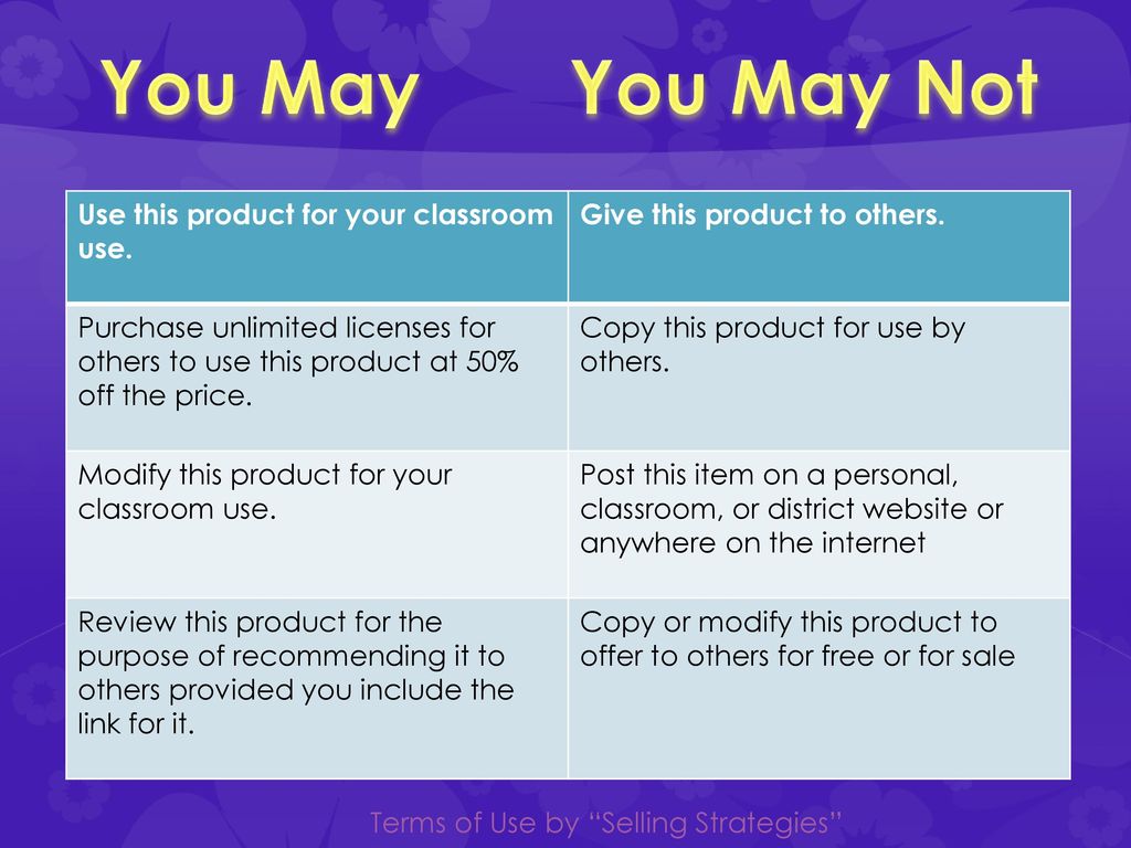 You May You May Not Use this product for your classroom use.
