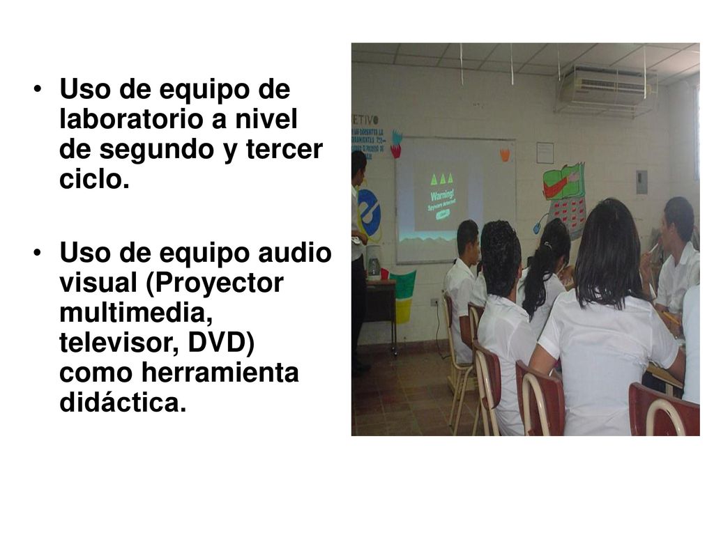 Uso de equipo de laboratorio a nivel de segundo y tercer ciclo.