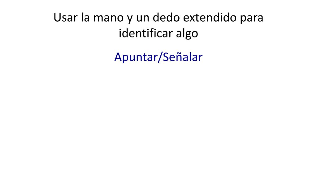 Usar la mano y un dedo extendido para identificar algo